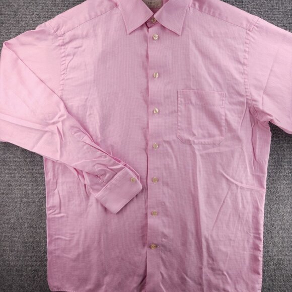 Eton 16.5 Cotton Classic Check Convertible Cuff Pink Button Up Men Long Sleeve - Picture 3 of 16
